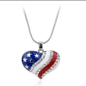 NEW Patriotic Crystal Rhinestone Necklace